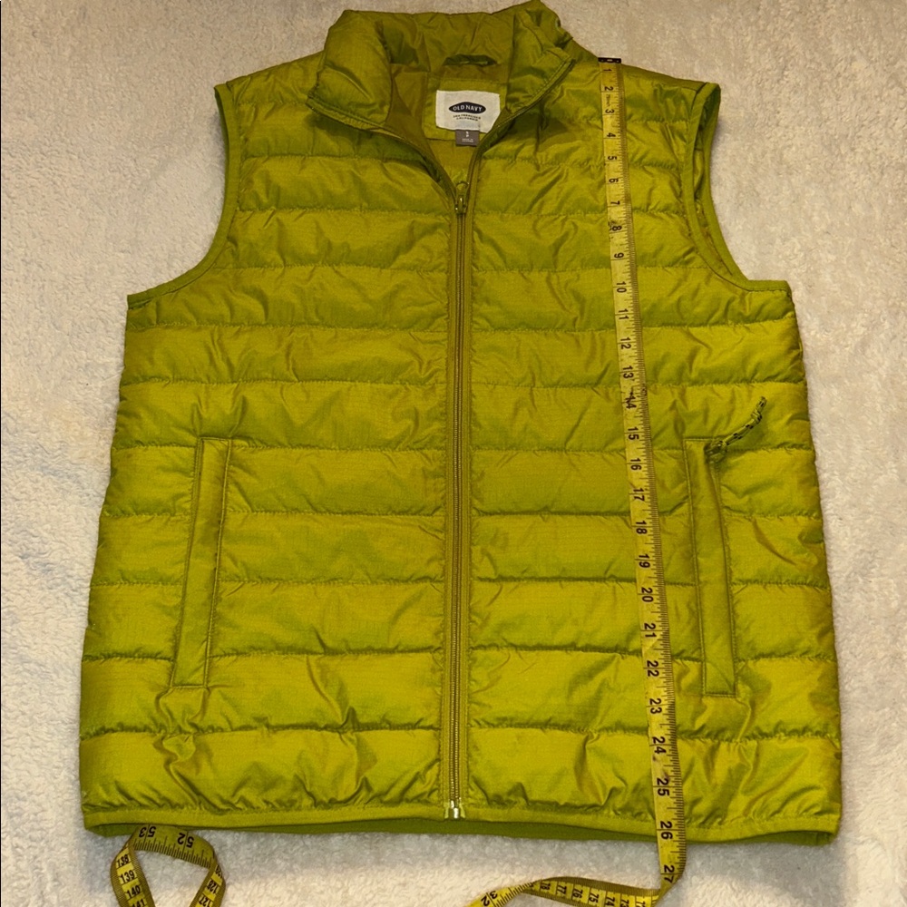Old Navy chartreuse / neon / lime green puffer vest men’s size small - Picture 4 of 6